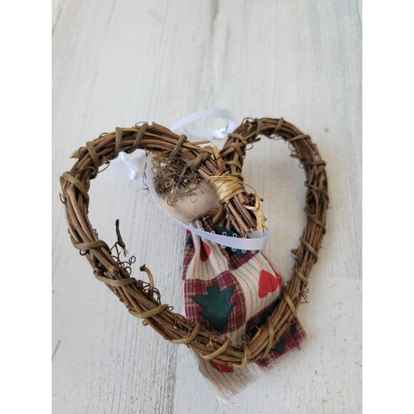 Mini heart wreath angel handmade ornament Xmas decor - Picture 3 of 5